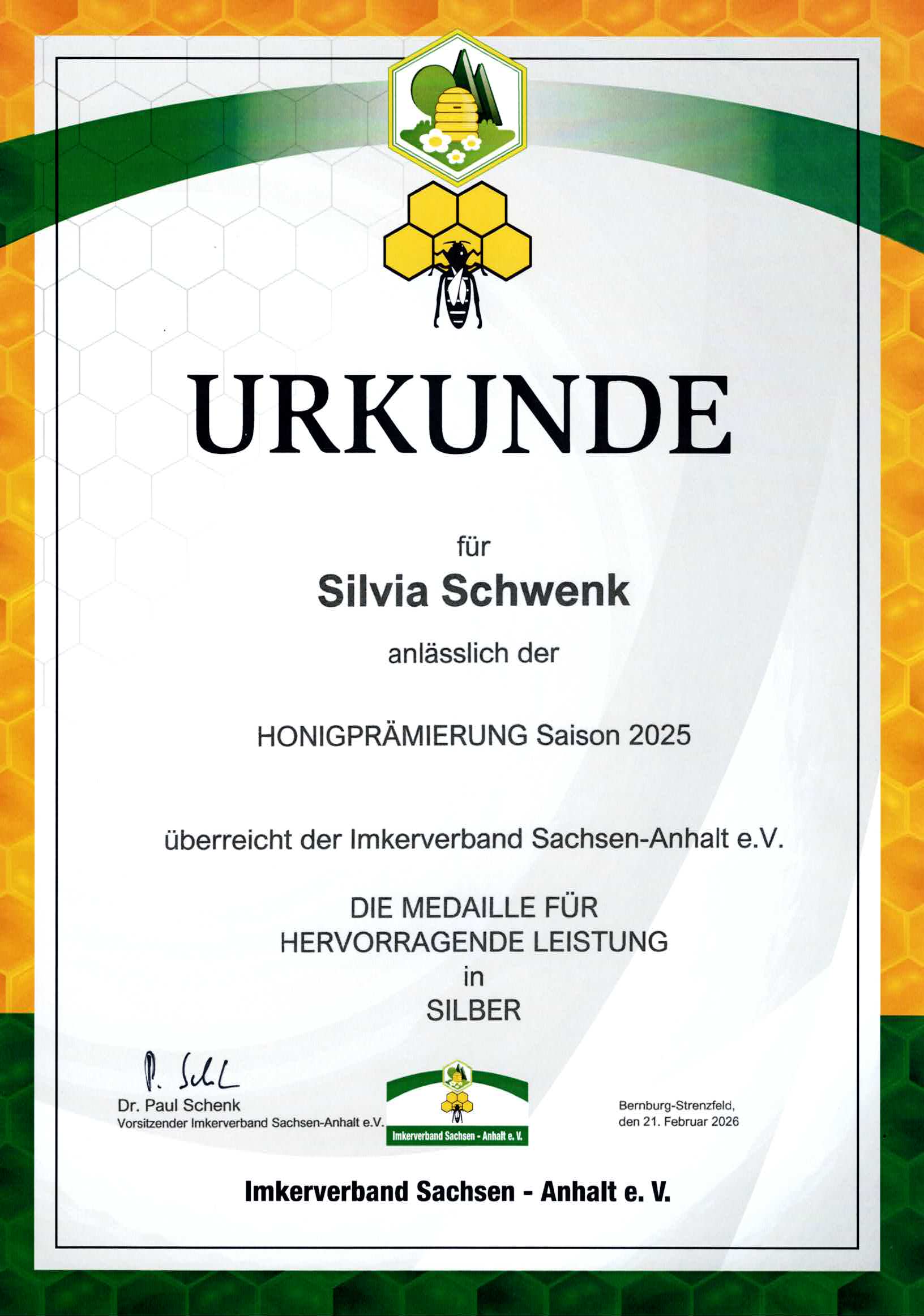 Honigprämierung 2025 Silber